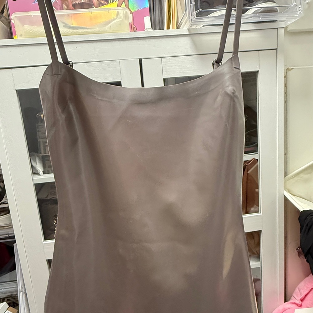 Elegant Gray Satin Slip Dress